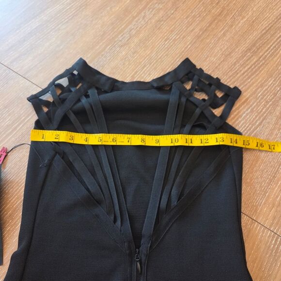Wow Couture Black Bodycon Cutout Bandage Dress Size NWT Size Large - Picture 5 of 9